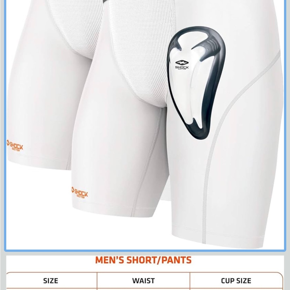 Shock Doctor Men's White Compression Athletic Shorts 2-pack